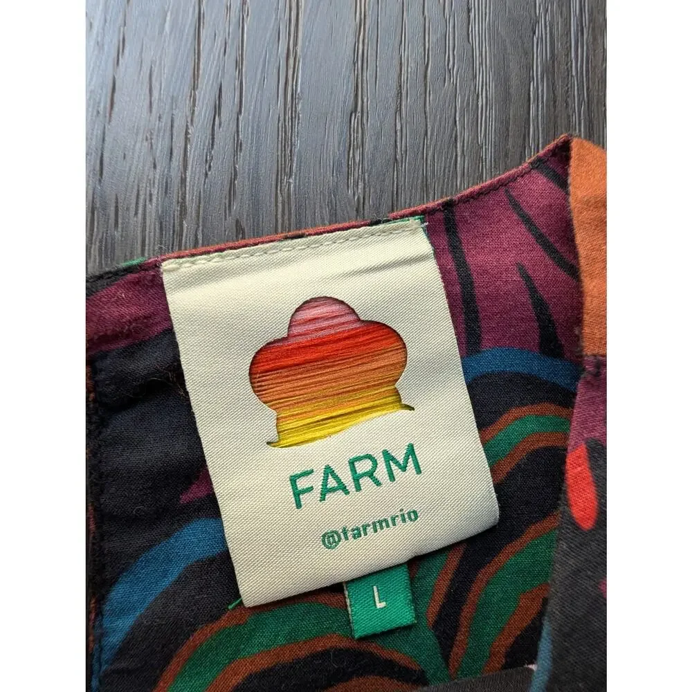 Farm Rio Fruit Dreams Puff Sleeve Blouse Top Size Large